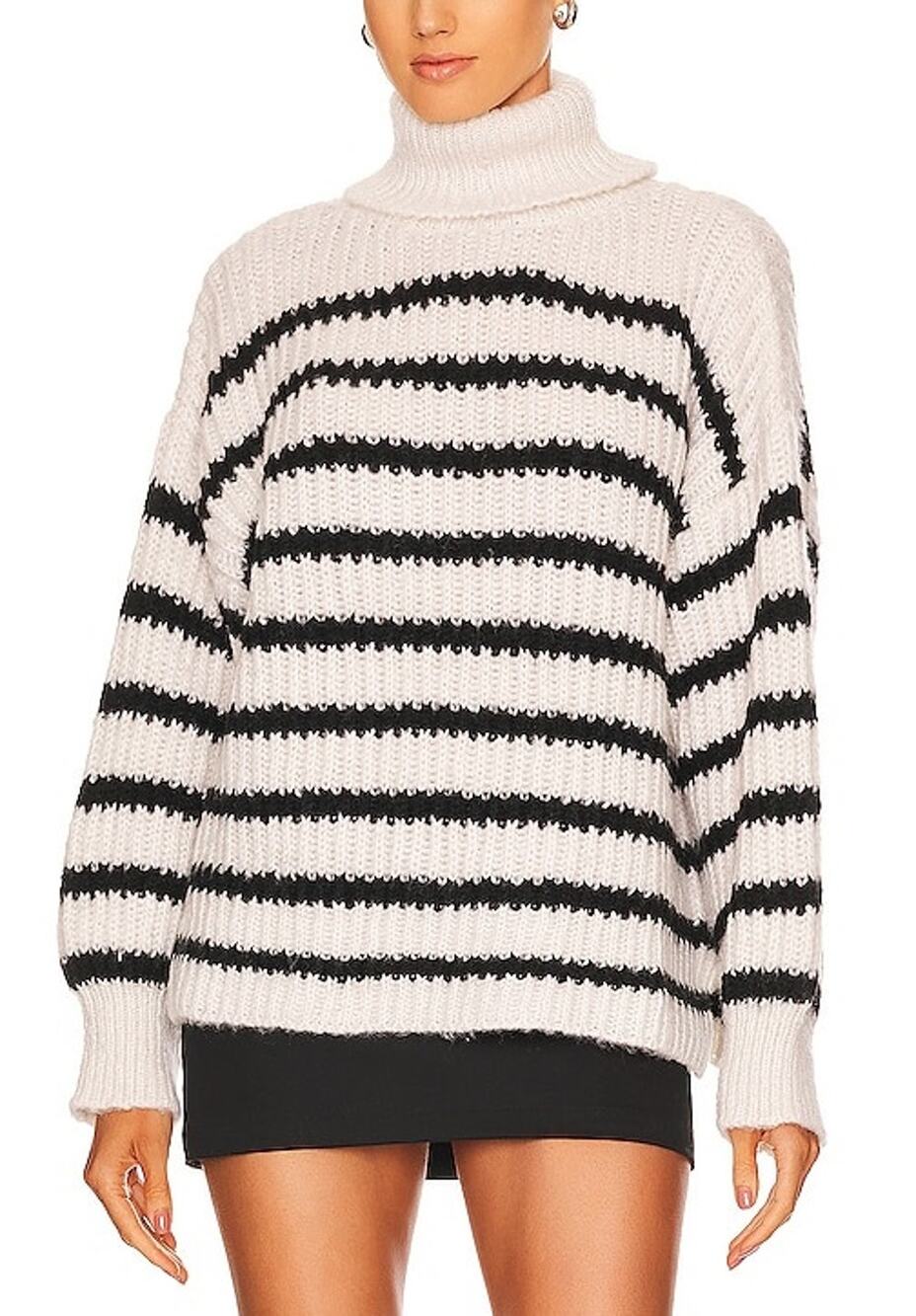 Line & Dot Striped Black And White Ariel Sweater Size S